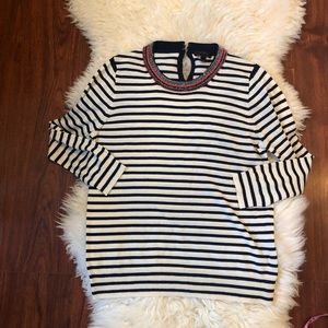 J. Crew Size L Beaded Collar strip sweater